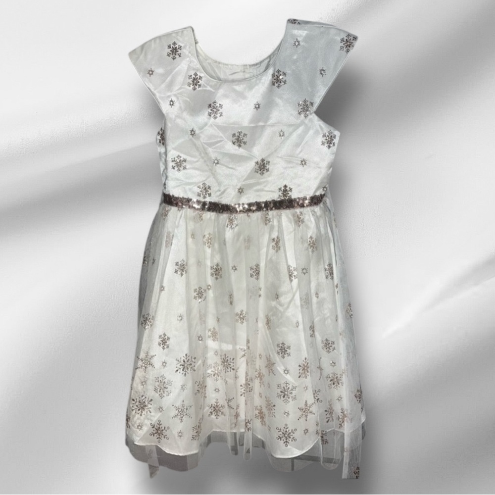 Jona Michelle Girls Snowflake Rose Gold Sequins Glitter Dress size 10 NWOT
